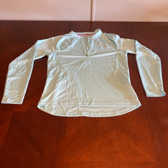 L.L. Bean Womens M Quarter-Zip Pullover Floral Print Performance Top Blue Lightw - Picture 3 of 10